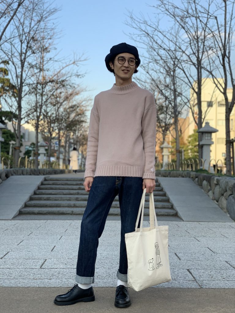 ニット　ピンク　コーディネート