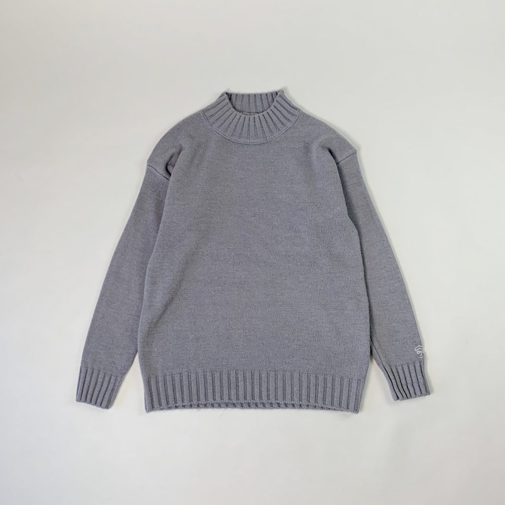 ボトルネックニット　カシミヤ　ブルーグレー