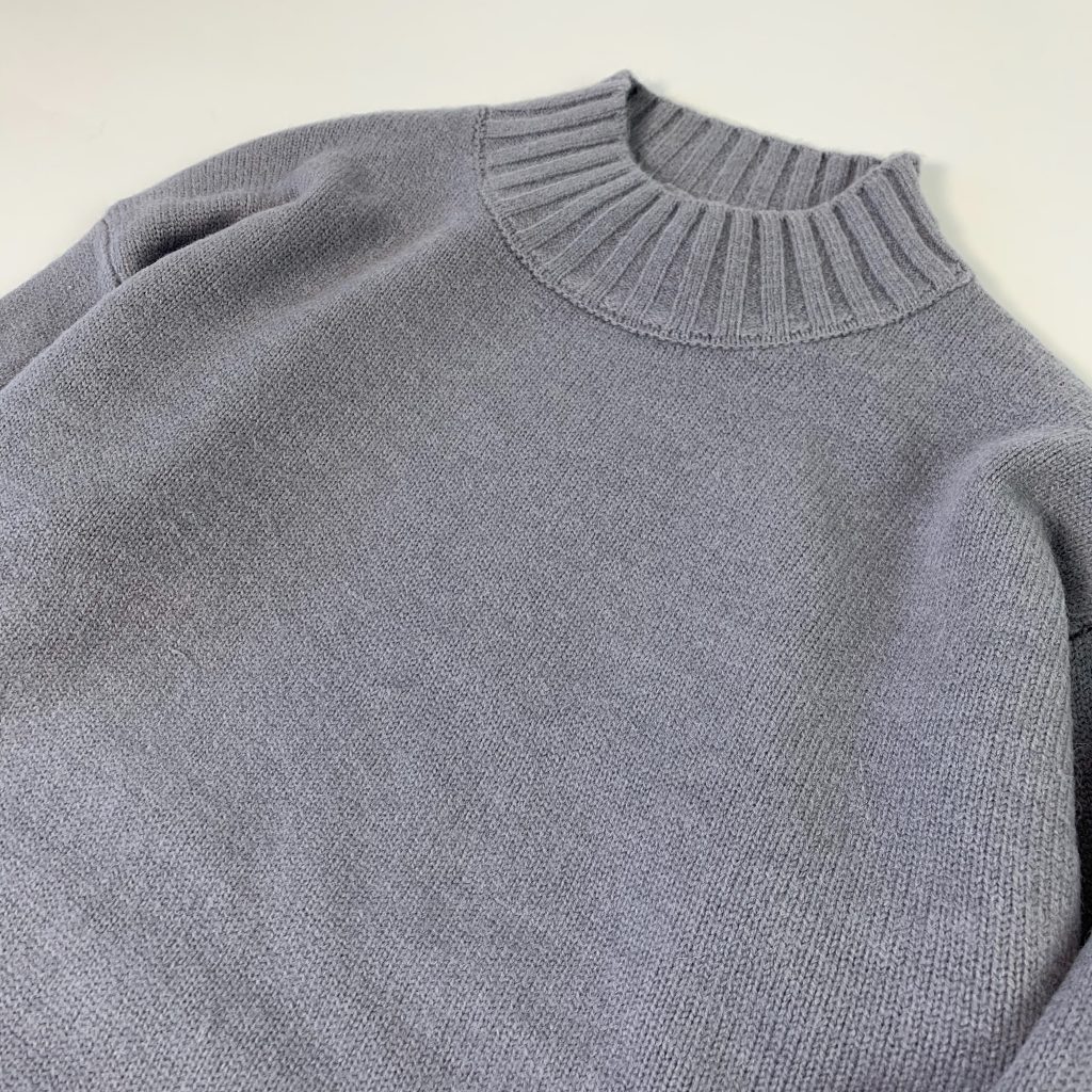 ボトルネックニット　カシミヤ　ブルーグレー