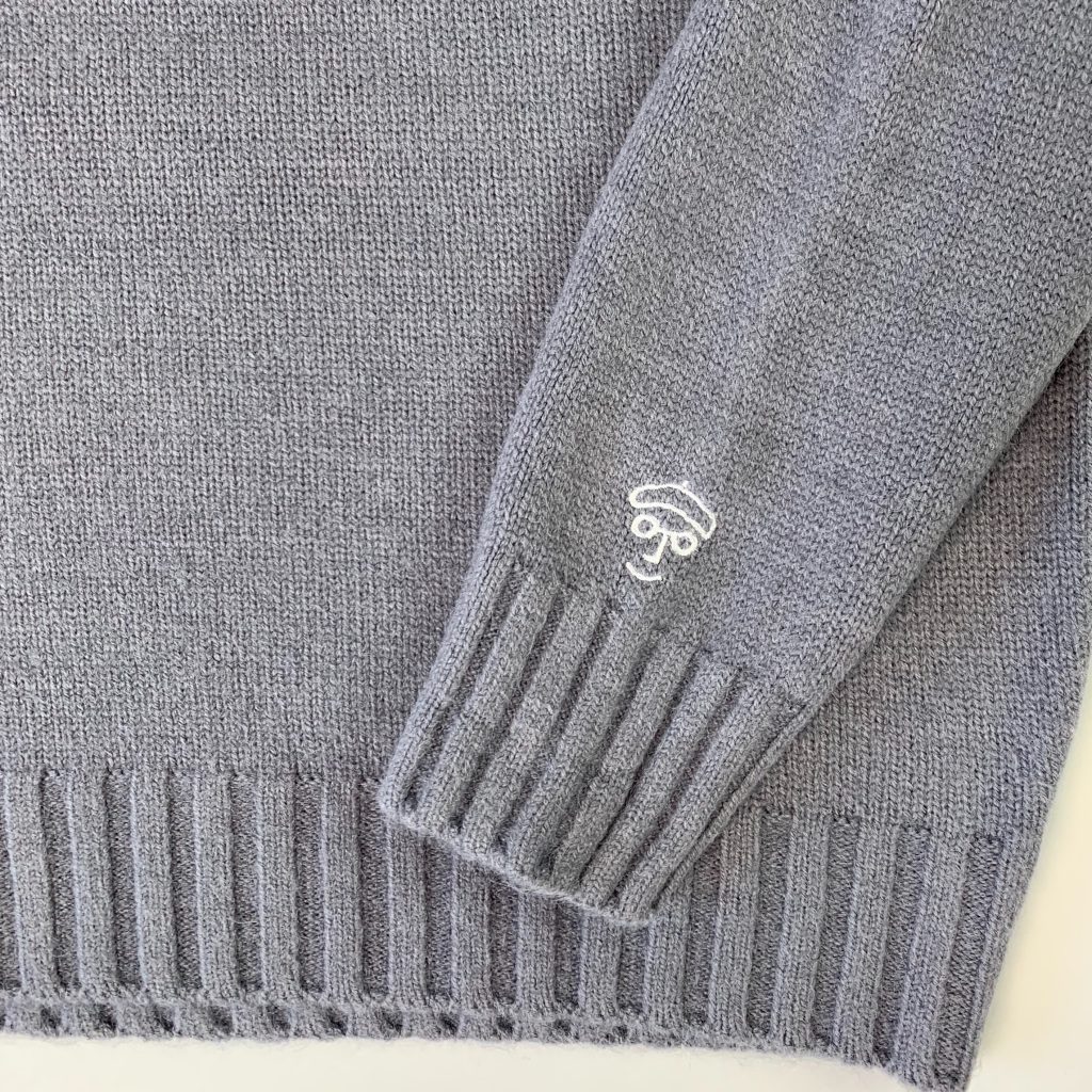 ボトルネックニット　カシミヤ　ブルーグレー