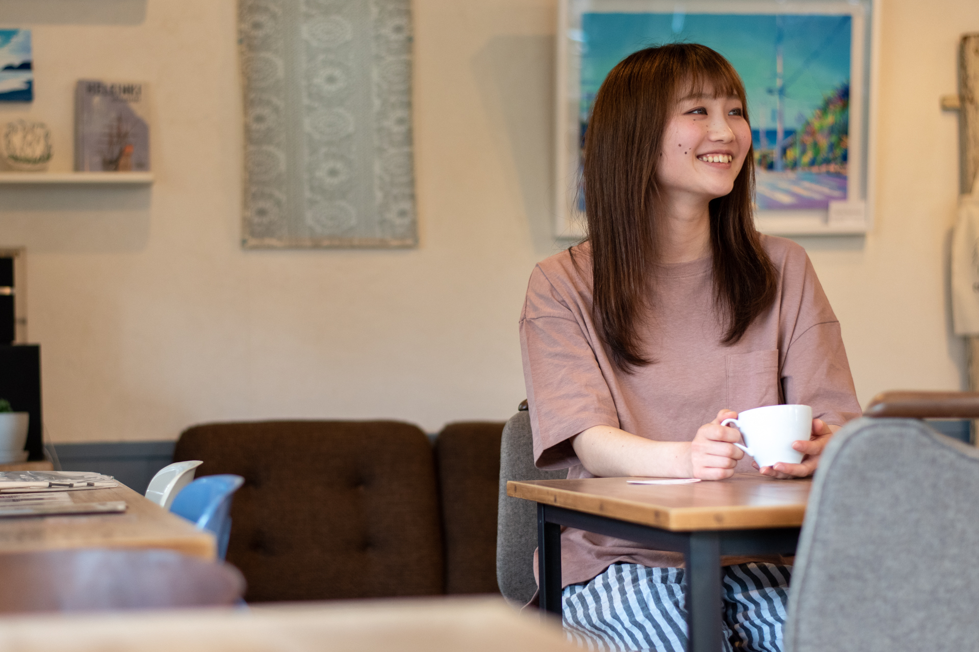 綿　麻　コットン　リネン　Tシャツ　レディース　ピンク　夏　涼しい　シンプル